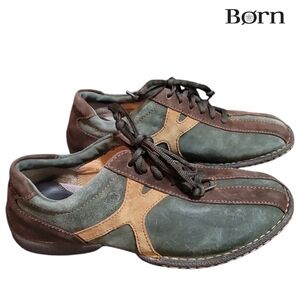 BORN Womens Breves W8790 Round Toe Lace Up Casual Sneaker Shoes Size 9.5 Suede